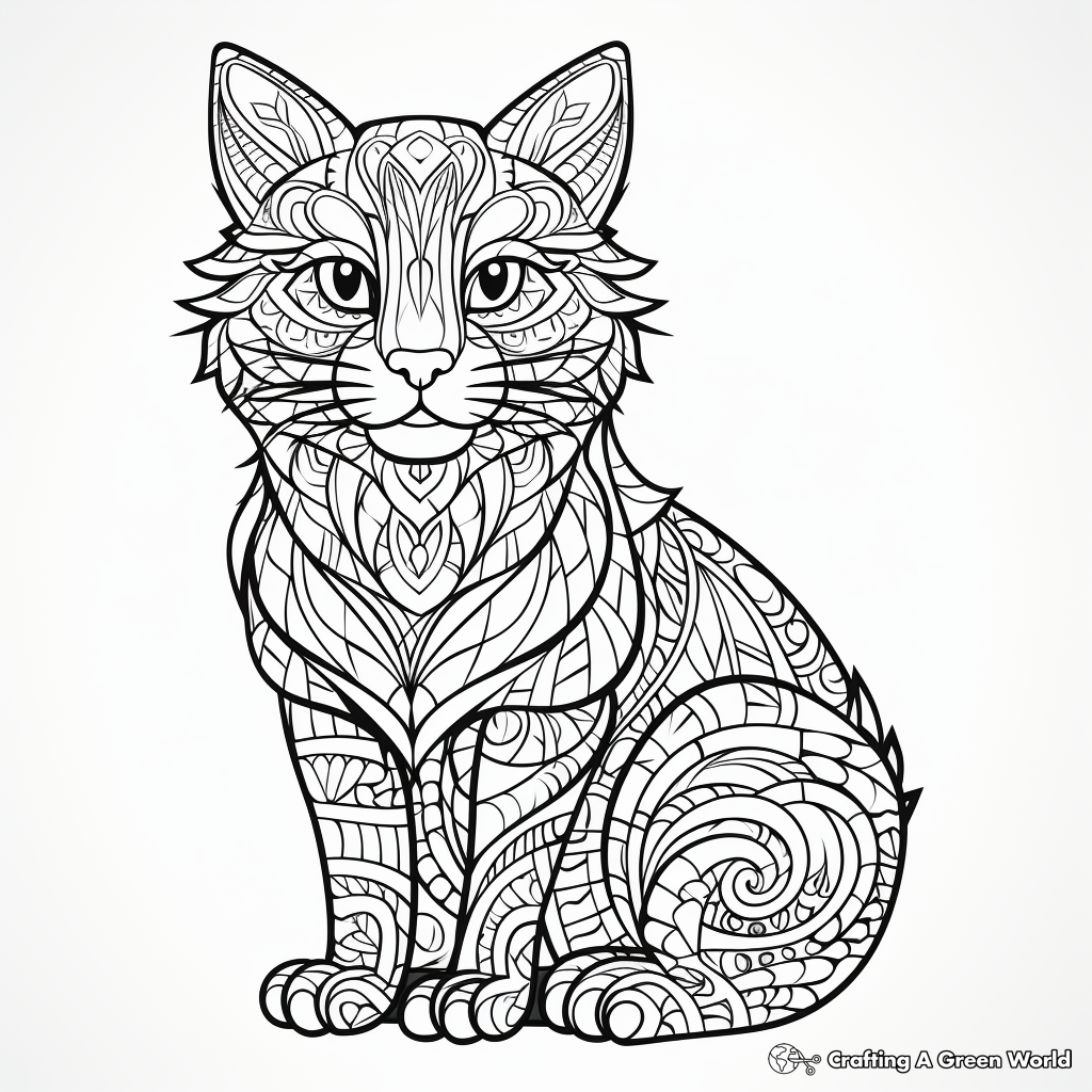 Intricate Tabby Cat Coloring Pages 1