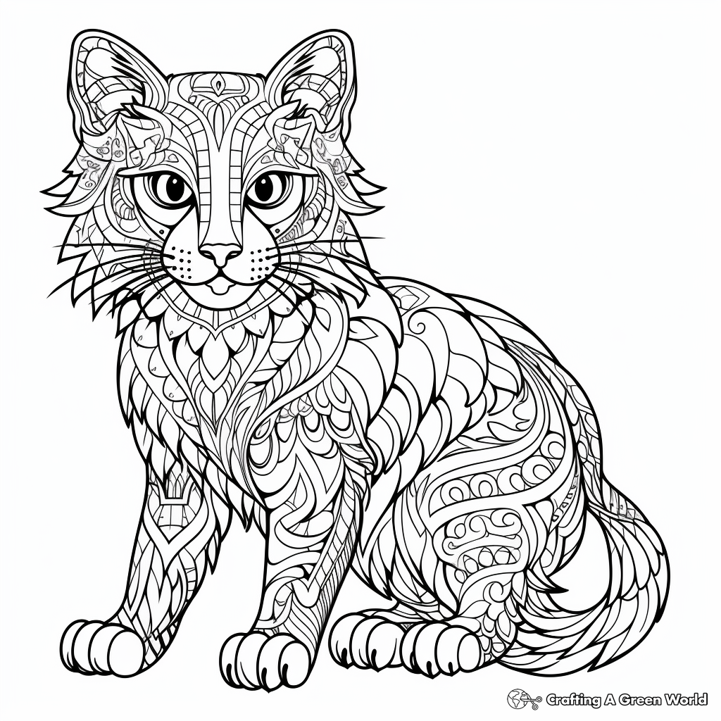 Intricate Tabby Cat Coloring Pages 2