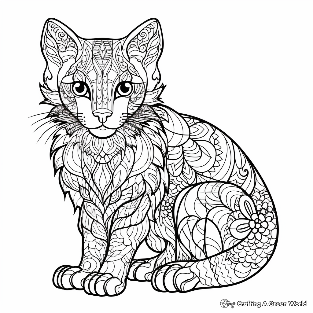 Intricate Tabby Cat Coloring Pages 3