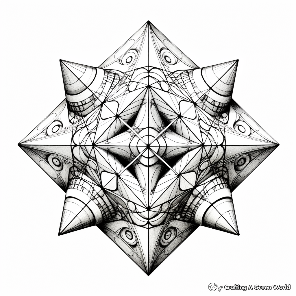 Intricate Tetrahedron Geometry Coloring Pages 1