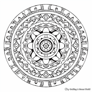 Intricate Tibetan Mandala Coloring Pages 2