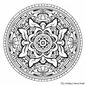 Intricate Tibetan Mandala Coloring Pages 4