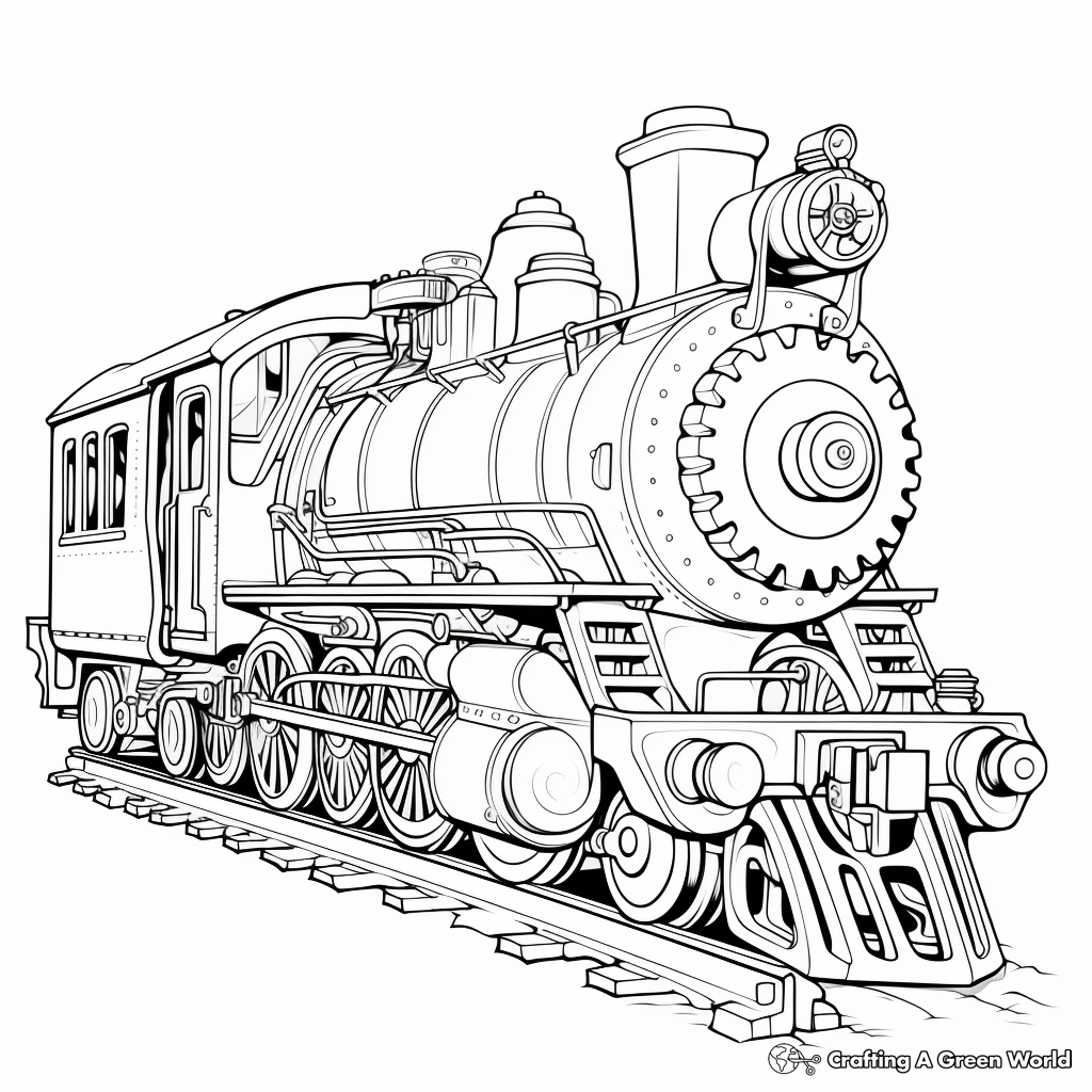 Intricate Train Cogwheel Coloring Pages 1