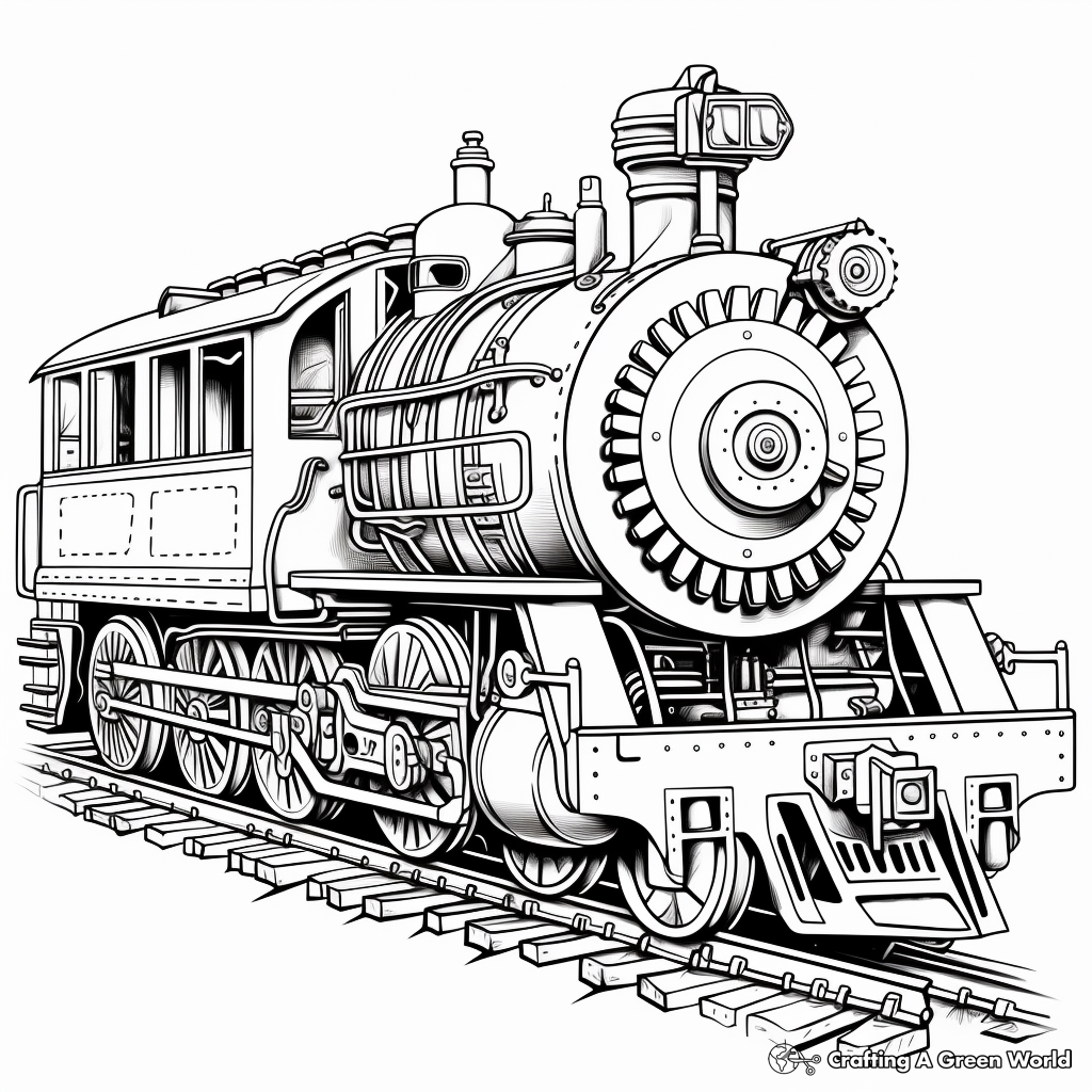 Intricate Train Cogwheel Coloring Pages 2