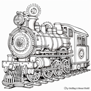 Intricate Train Cogwheel Coloring Pages 4