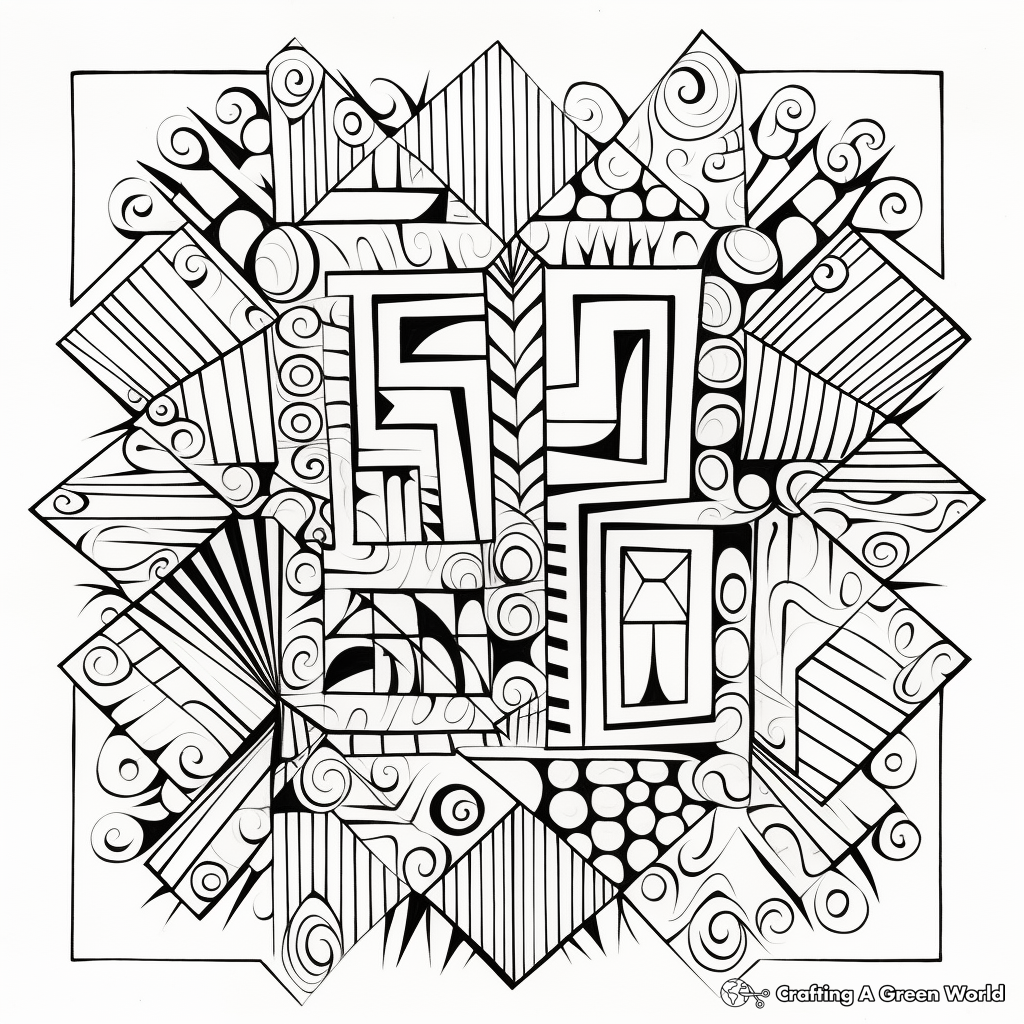Intricate Trapezoid Fabric Patterns Coloring Pages 3