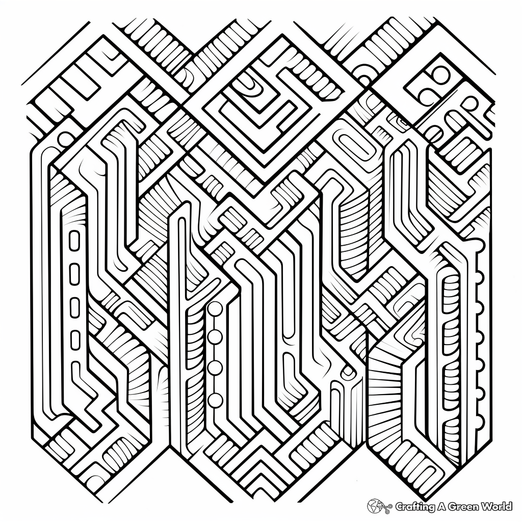 Intricate Trapezoid Fabric Patterns Coloring Pages 4