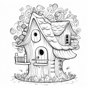 Intricate Tree Trunk Bird House Coloring Pages 4