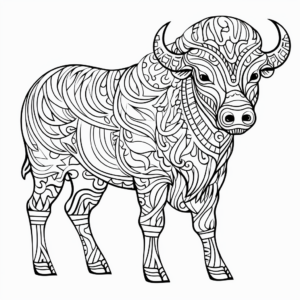 Intricate Tribal Buffalo Coloring Pages 1