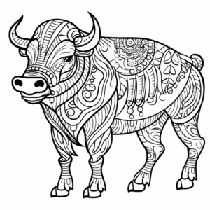 Intricate Tribal Buffalo Coloring Pages 3