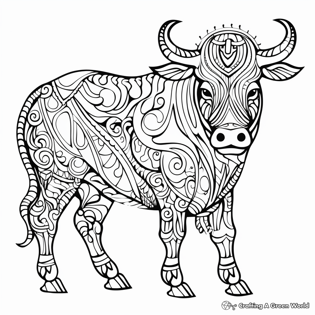 Intricate Tribal Buffalo Coloring Pages 4