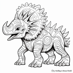 Intricate Triceratops Pattern Coloring Pages 2