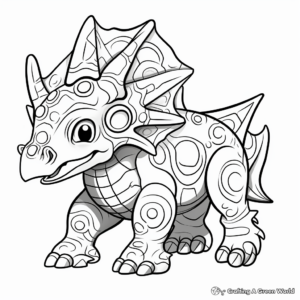 Intricate Triceratops Pattern Coloring Pages 3