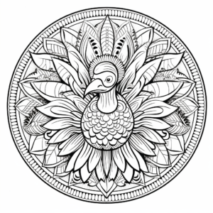 Intricate Turkey Mandala Coloring Pages for Artists 1