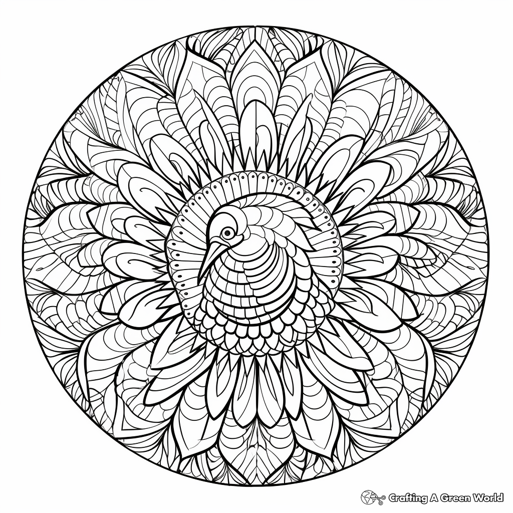 Intricate Turkey Mandala Coloring Pages for Artists 4