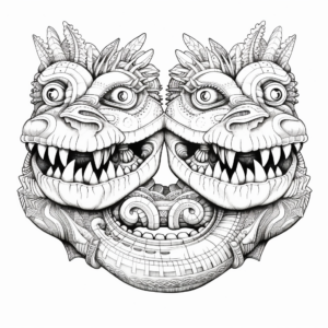 Intricate Two-Headed Alligator Coloring Pages 4