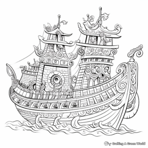 Intricate Viking Ship Coloring Pages 3
