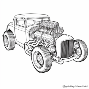 Intricate Vintage Hot Rod Coloring Pages 1