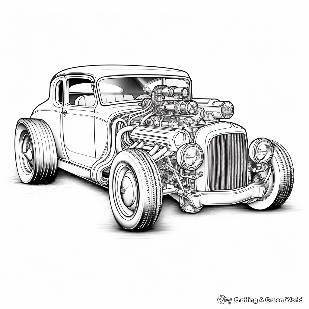 Intricate Vintage Hot Rod Coloring Pages 2