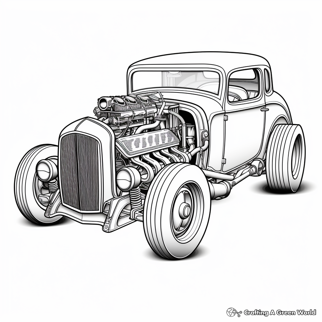 Intricate Vintage Hot Rod Coloring Pages 3