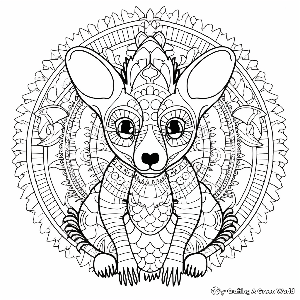 Intricate Wallaby Mandala Coloring Pages For Adults 2