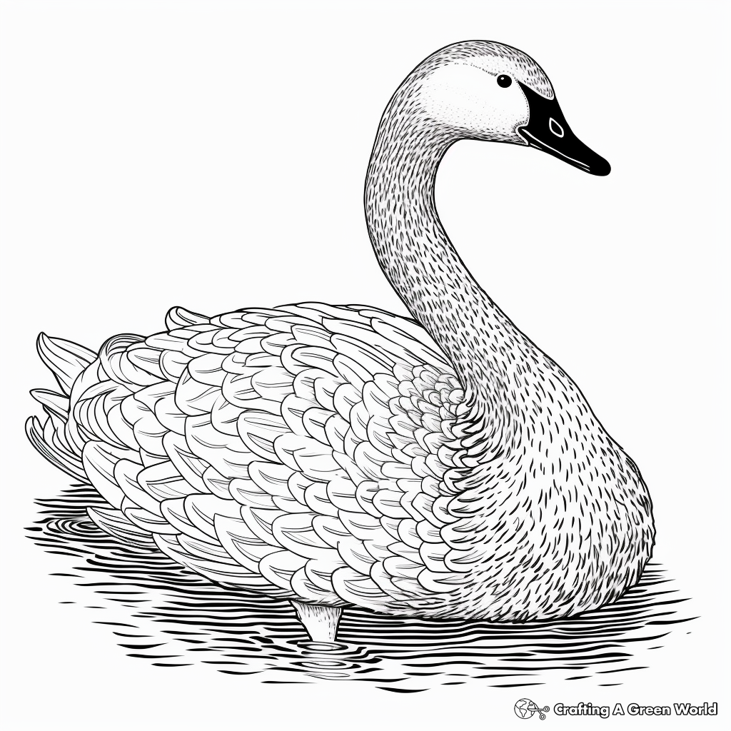 Intricate Whooper Swan Coloring Pages for Adults 2