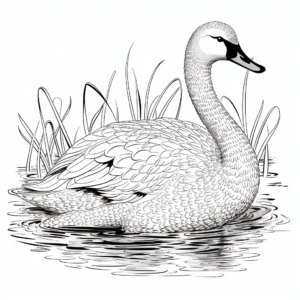 Intricate Whooper Swan Coloring Pages for Adults 3