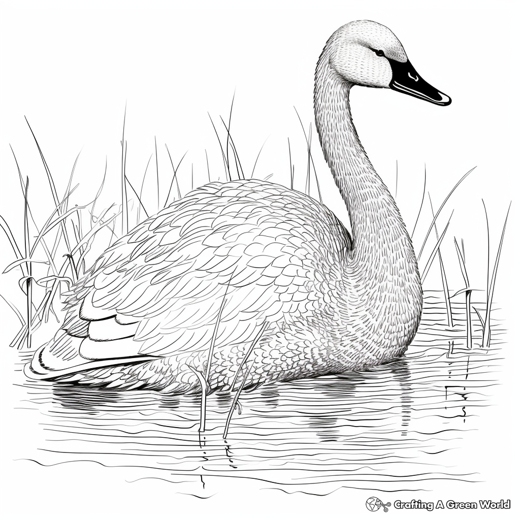 Intricate Whooper Swan Coloring Pages for Adults 4