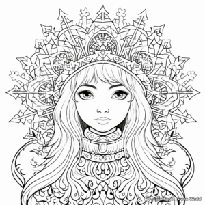 Intricate Winter Princess Mandala Coloring Pages 3