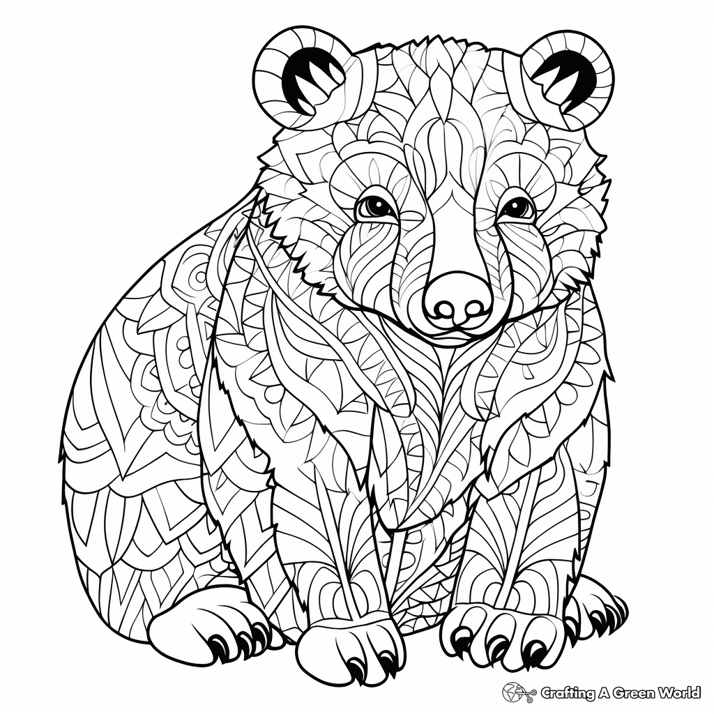 Intricate Wombat Pattern Coloring Pages for Adults 4