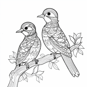 Intricate Wood Duck Pair Coloring Pages 3