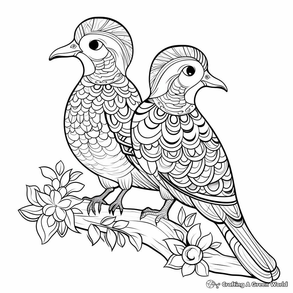 Intricate Wood Duck Pair Coloring Pages 4