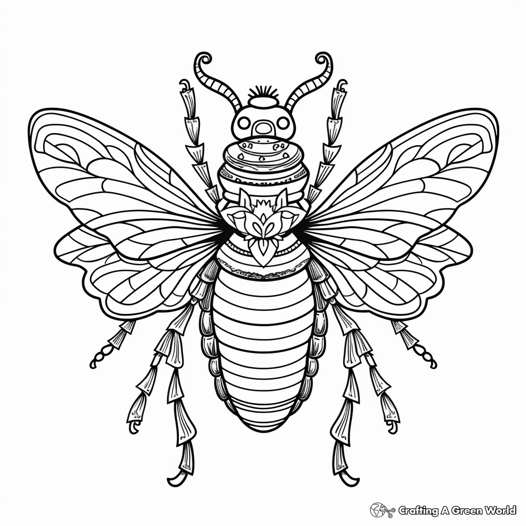 Intricate Worker and Queen Bee Coloring Pages 1