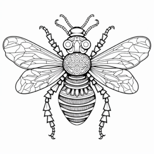 Intricate Worker and Queen Bee Coloring Pages 2