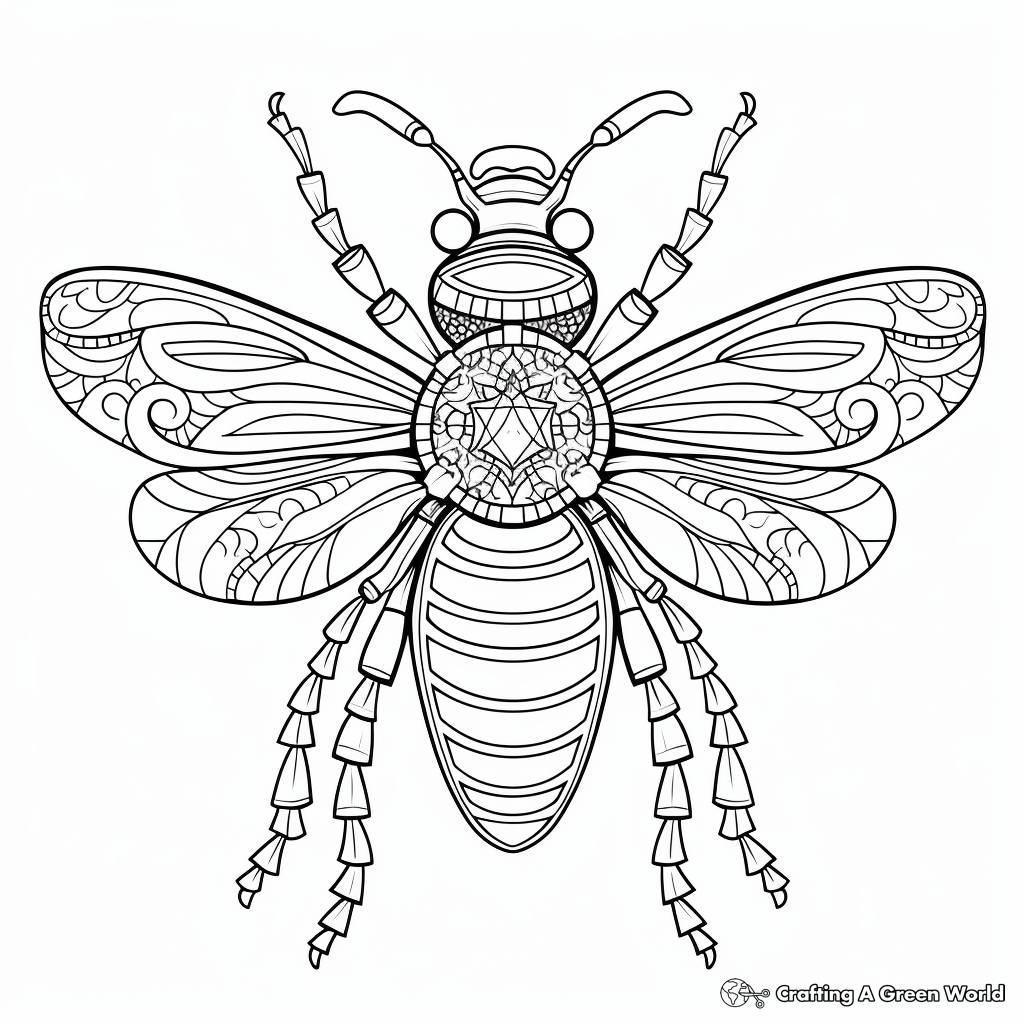 Intricate Worker and Queen Bee Coloring Pages 3