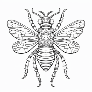 Intricate Worker and Queen Bee Coloring Pages 4