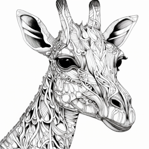 Intricate Zentangle Giraffe Coloring Pages for Mind Relaxation 1