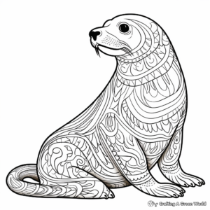 Intricately-Designed Australian Sea Lion Coloring Pages 3