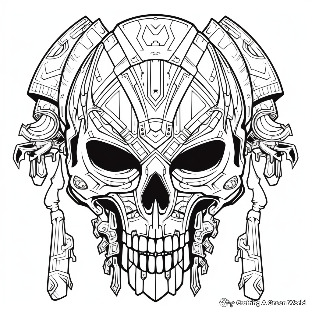 Intricately Designed Mandalorian Skull Coloring Pages 1