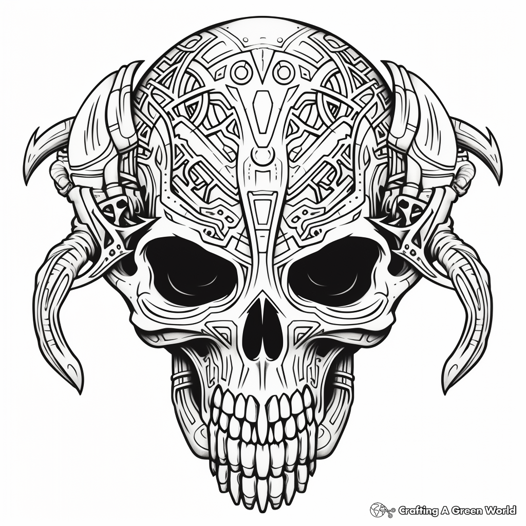 Intricately Designed Mandalorian Skull Coloring Pages 2
