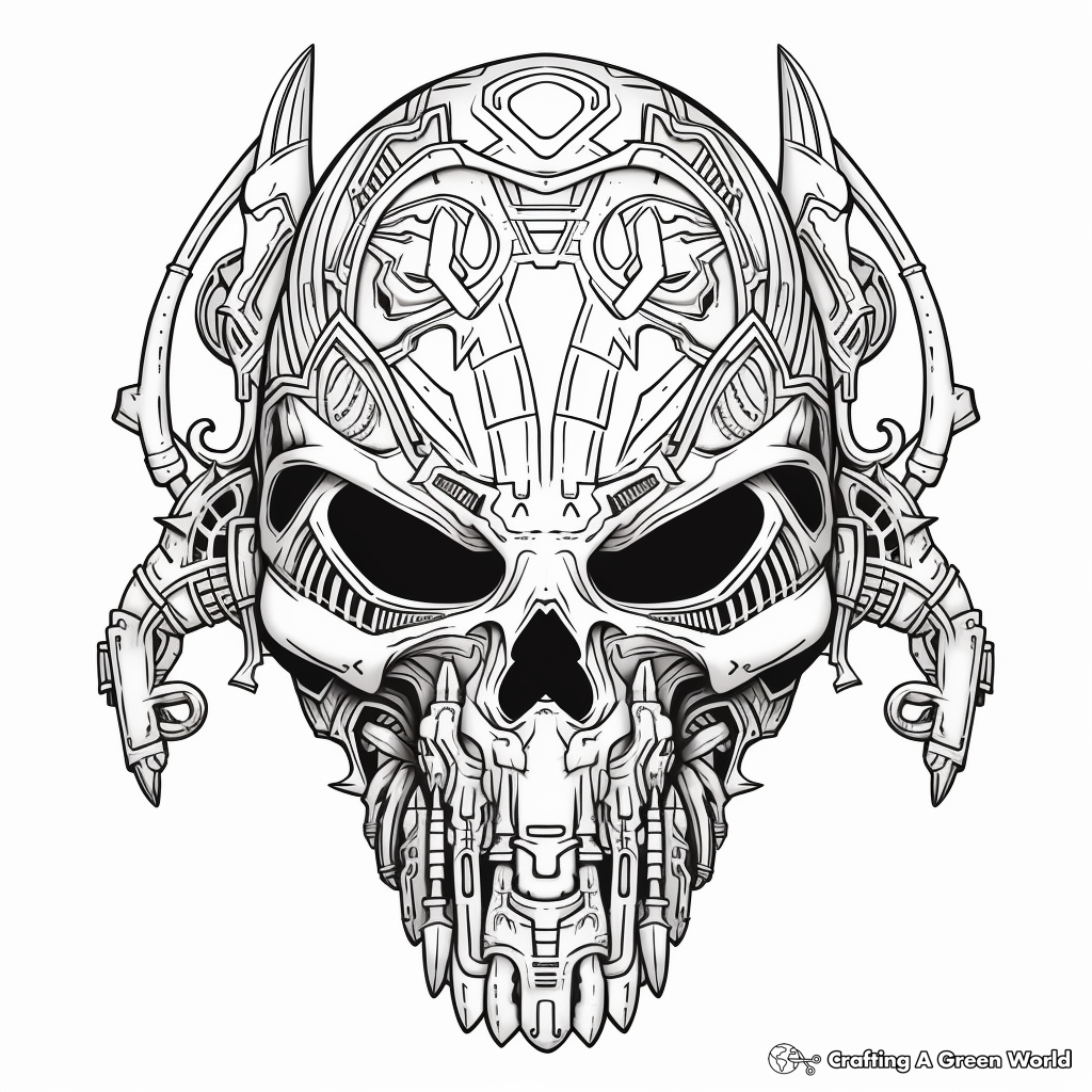 Intricately Designed Mandalorian Skull Coloring Pages 3
