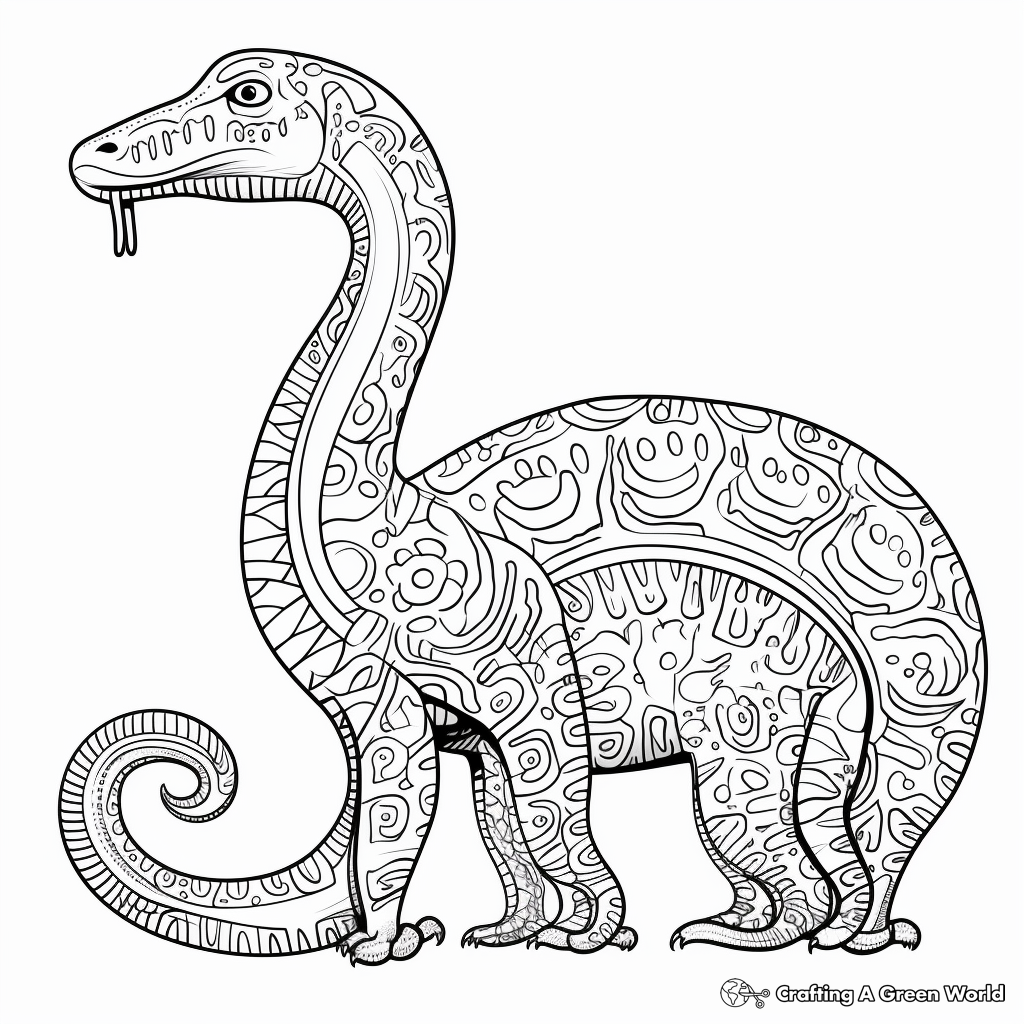 Intricately Detailed Brontosaurus Coloring Pages 1