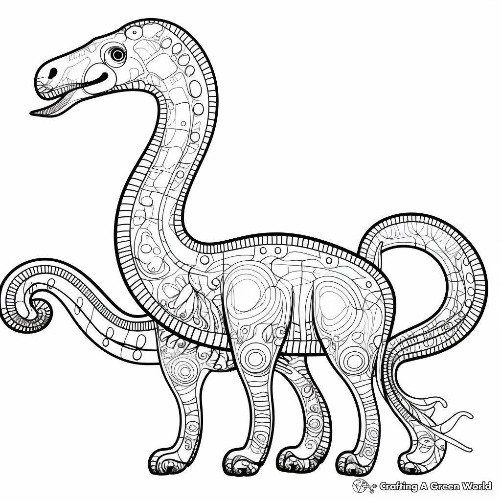 Intricately Detailed Brontosaurus Coloring Pages 4