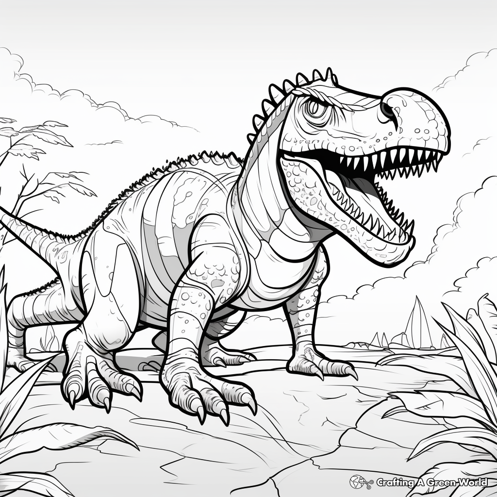 Intriguing Giganotosaurus Fossil Coloring Pages 2