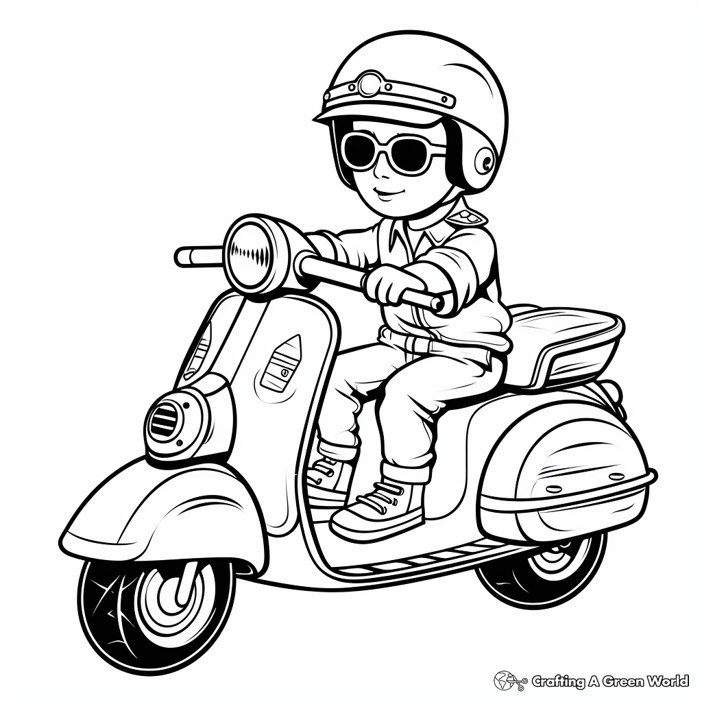 Italian Scooter Vespa Coloring Pages 2