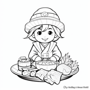 Japanese Cuisine: Sashimi Coloring Pages 1
