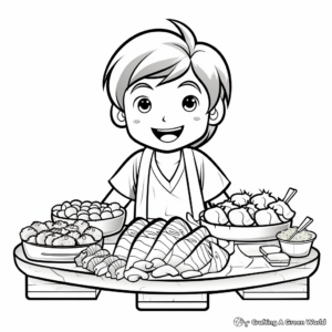 Japanese Cuisine: Sashimi Coloring Pages 2