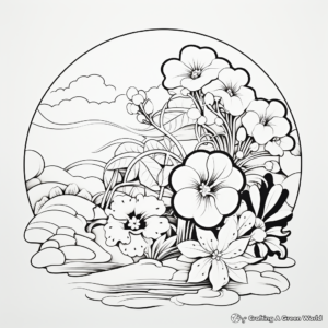 Japanese Floral Design Coloring Pages 2
