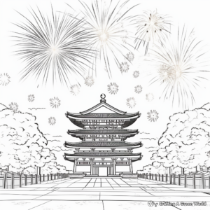 Japanese Hanabi Festival Fireworks Coloring Pages 1