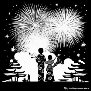Japanese Hanabi Festival Fireworks Coloring Pages 2